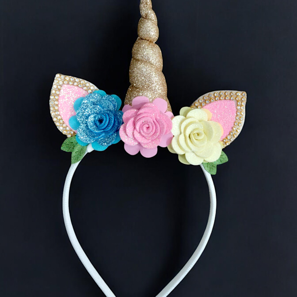 Tiara Infantil Temática Unicórnio Colorida com Strass